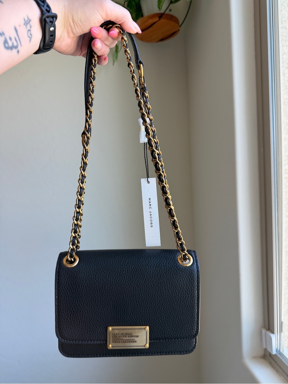 Marc Jacobs Black Pebbled Leather Plaza Bag